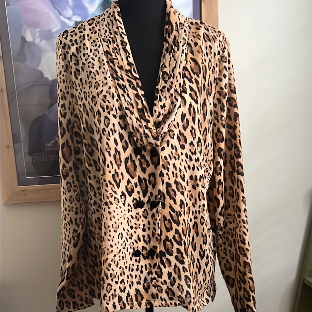 Frame leopard print blouse size L.